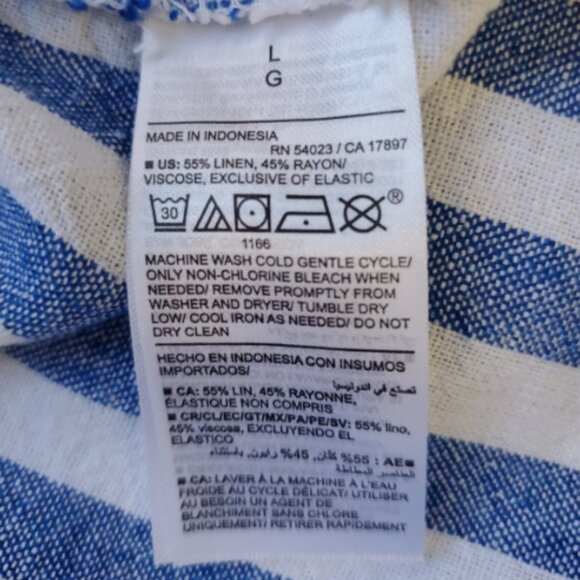 Old Navy White & Blue Striped Fit & Flare Linen-Blend Mini Dress L - Picture 8 of 8
